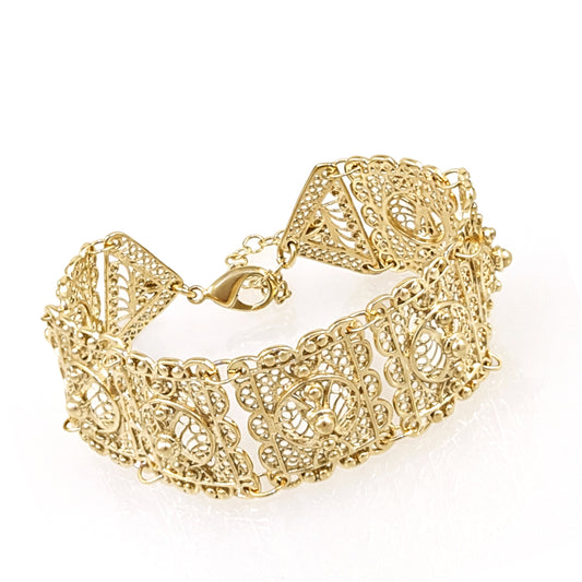 Statement Filigree Panel Bracelet with Toggle Clasp