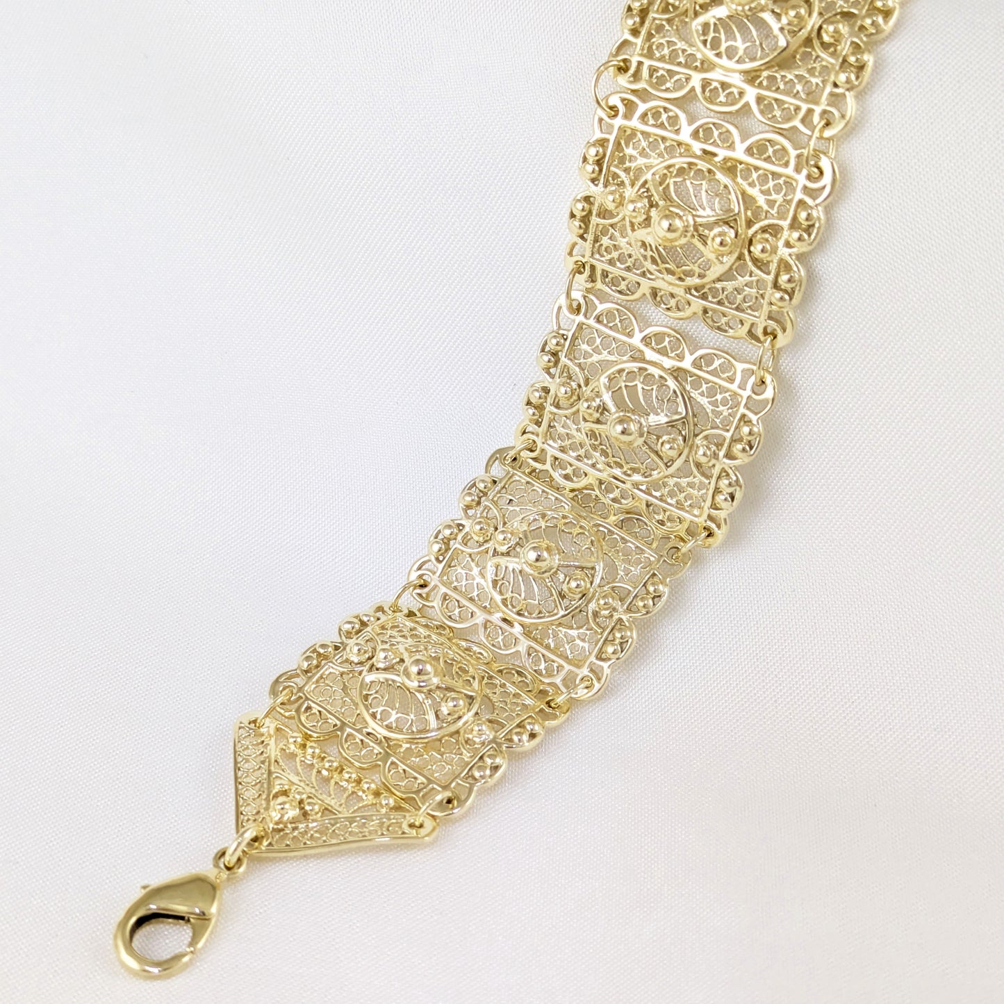 Statement Filigree Panel Bracelet with Toggle Clasp