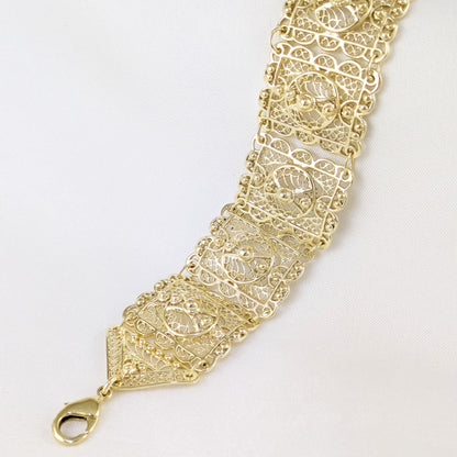 Statement Filigree Panel Bracelet with Toggle Clasp