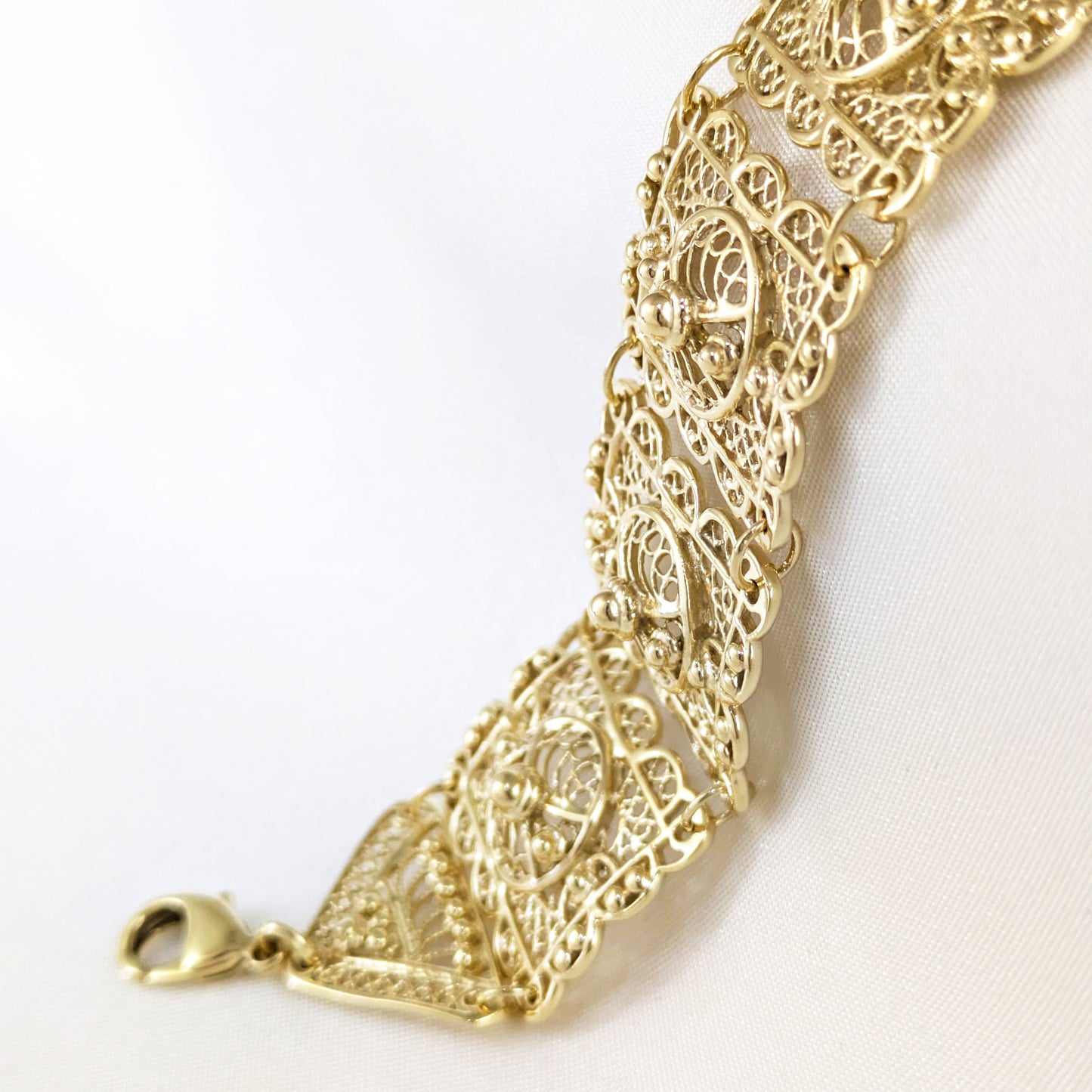 Statement Filigree Panel Bracelet with Toggle Clasp