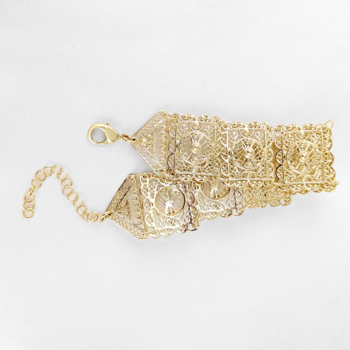 Statement Filigree Panel Bracelet with Toggle Clasp