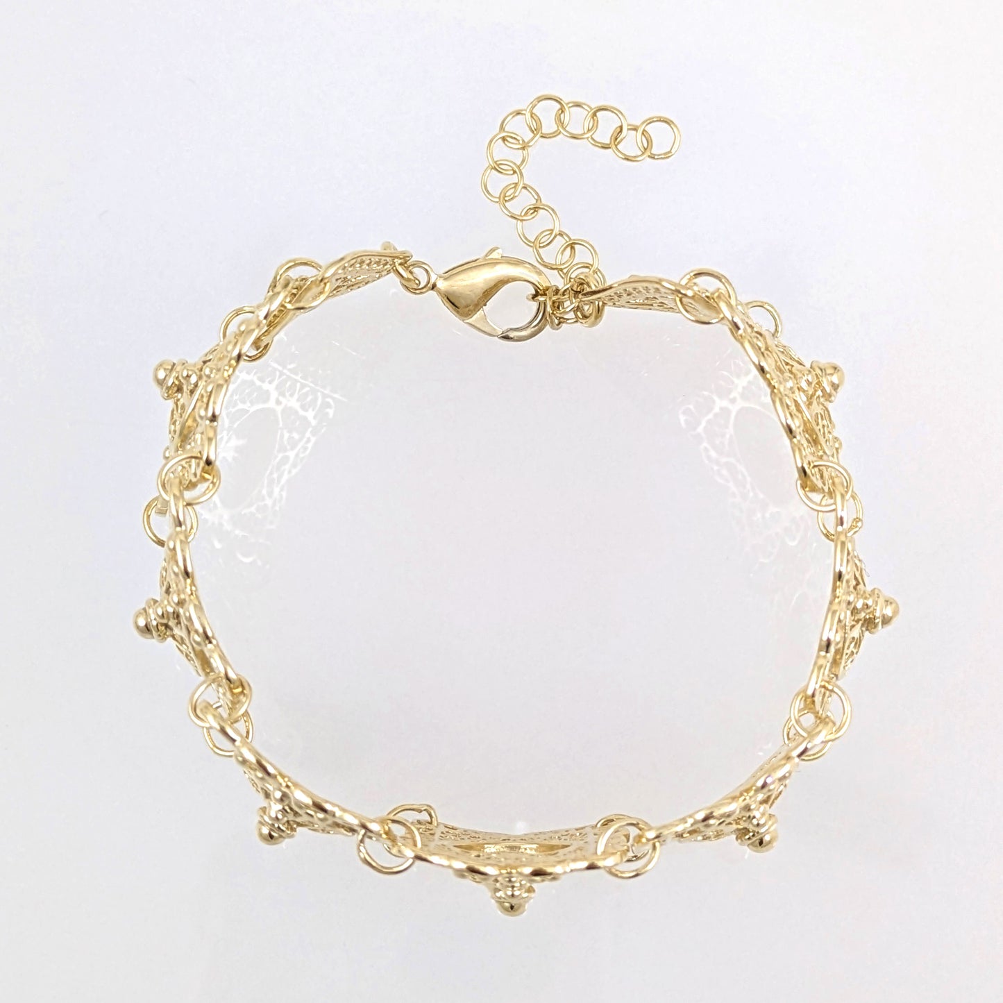 Statement Filigree Panel Bracelet with Toggle Clasp
