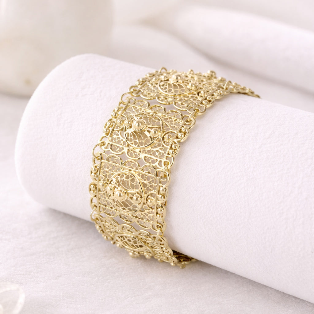 Statement Filigree Panel Bracelet with Toggle Clasp