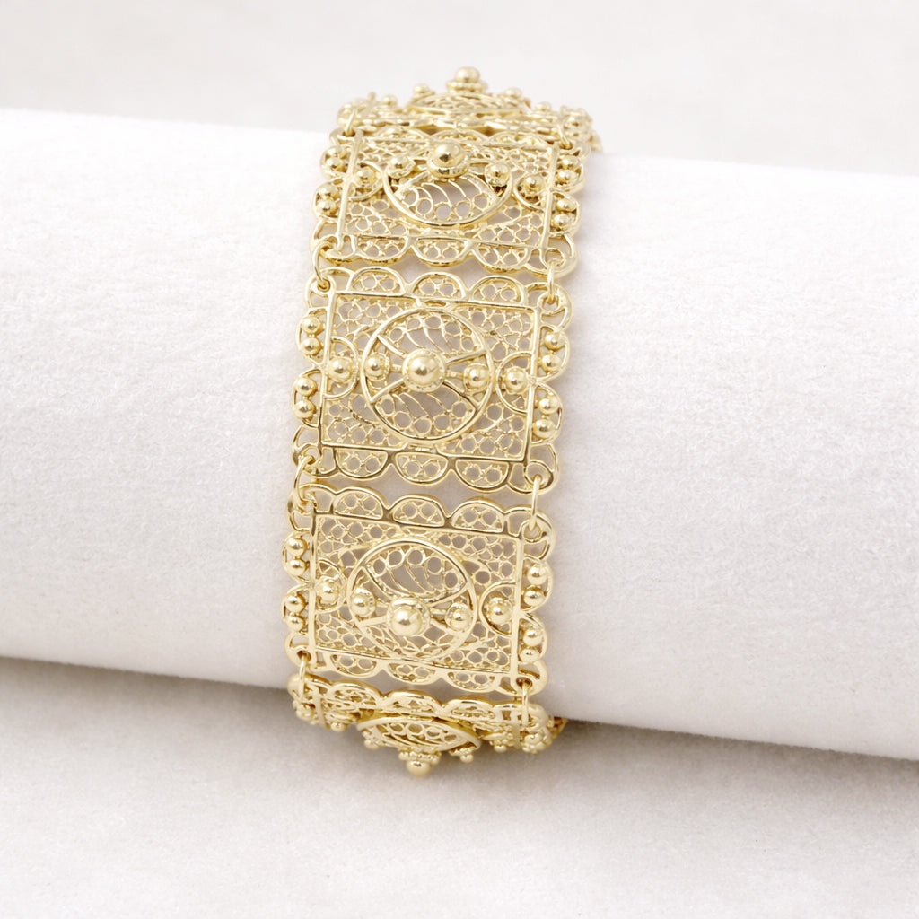 Statement Filigree Panel Bracelet with Toggle Clasp