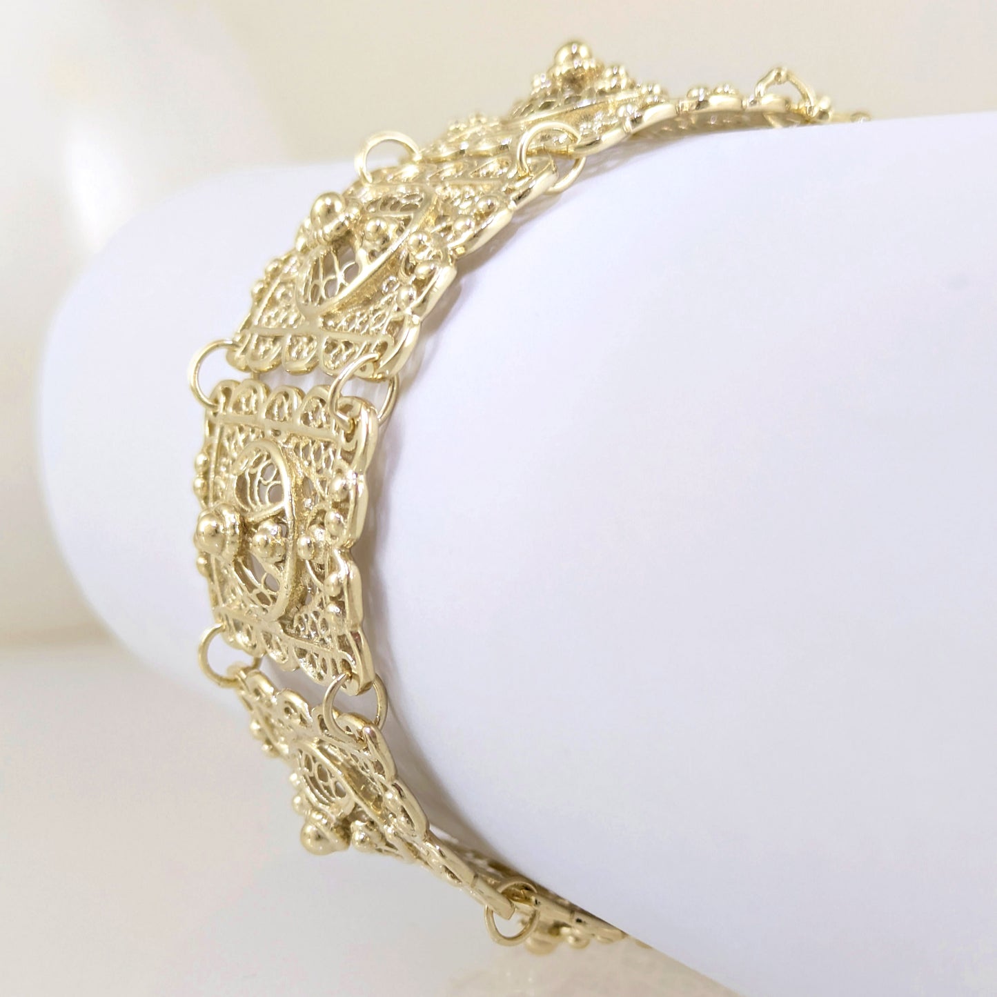 Statement Filigree Panel Bracelet with Toggle Clasp