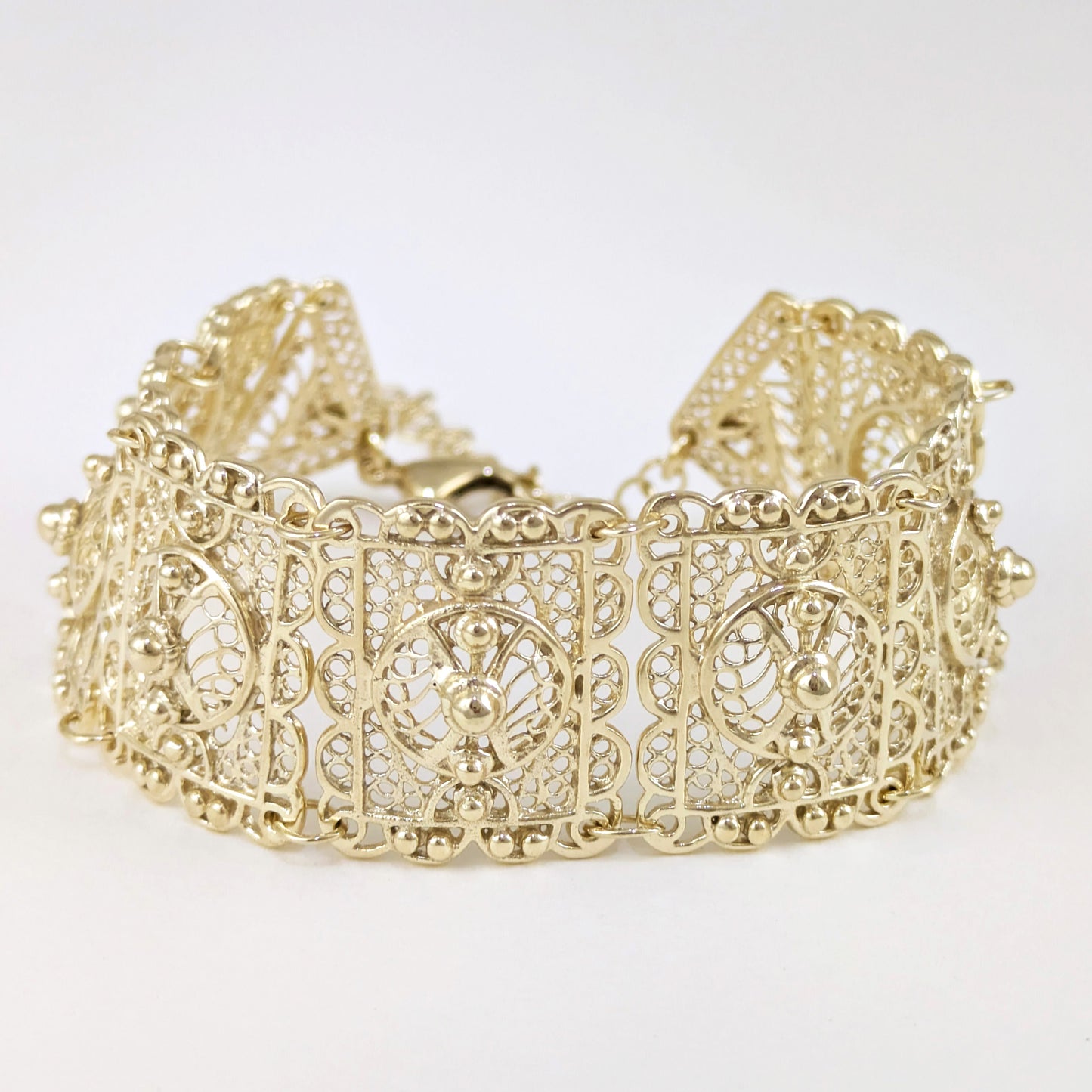 Statement Filigree Panel Bracelet with Toggle Clasp