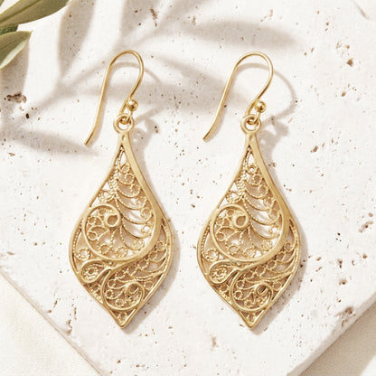 Filigree Teardrop Drop Earrings