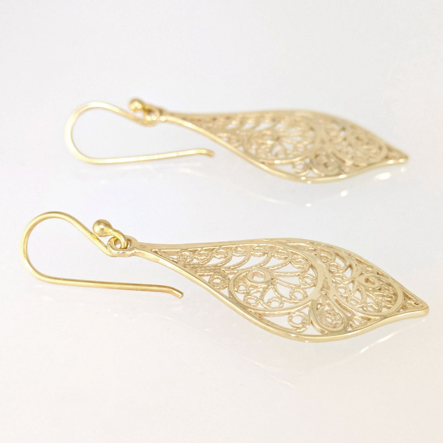 Filigree Teardrop Drop Earrings