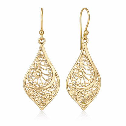 Filigree Teardrop Drop Earrings