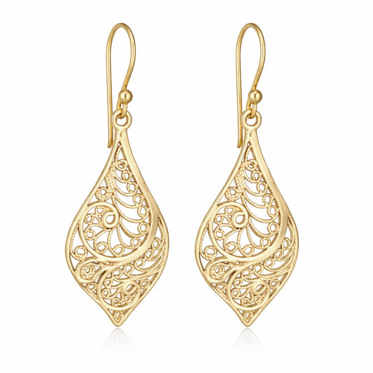 Filigree Teardrop Drop Earrings