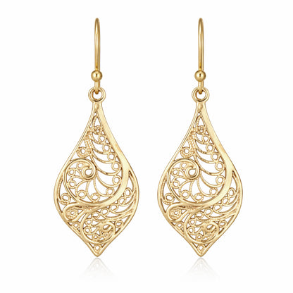 Filigree Teardrop Drop Earrings