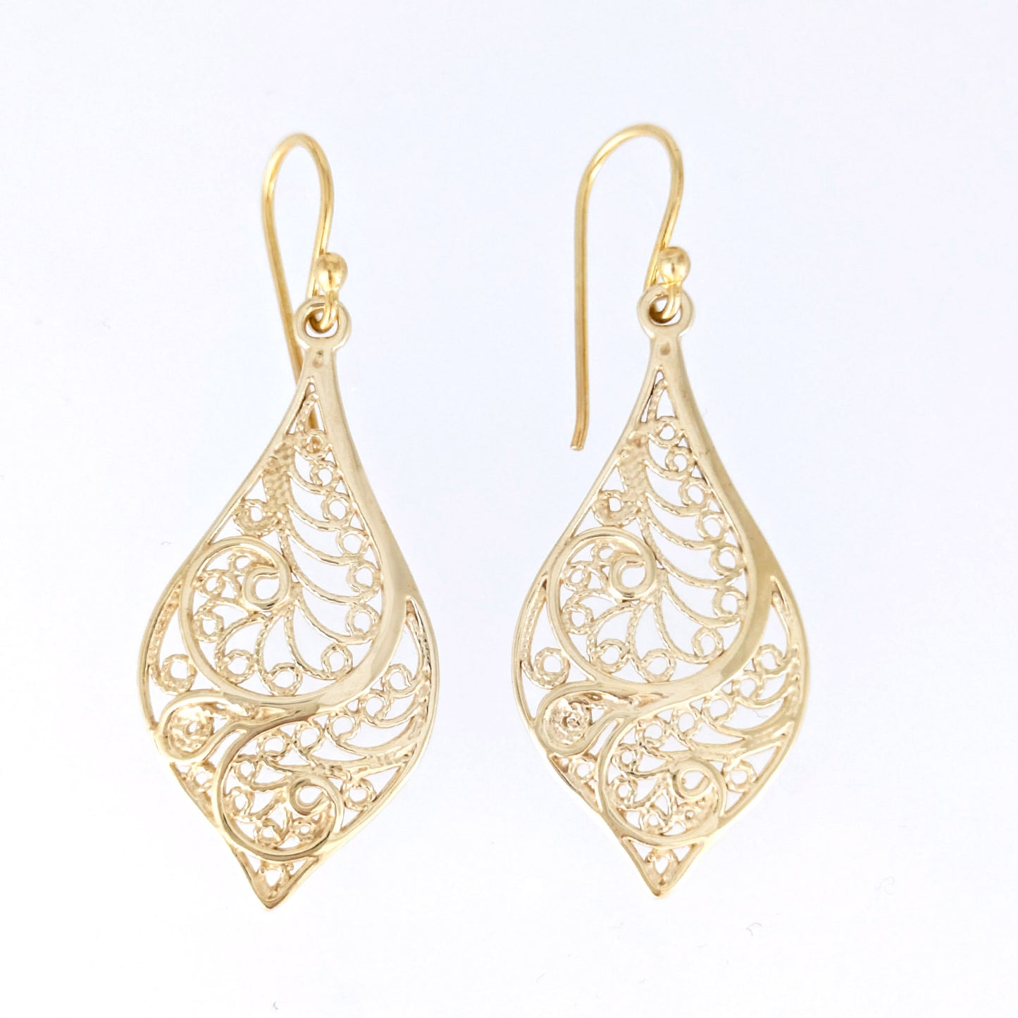 Filigree Teardrop Drop Earrings