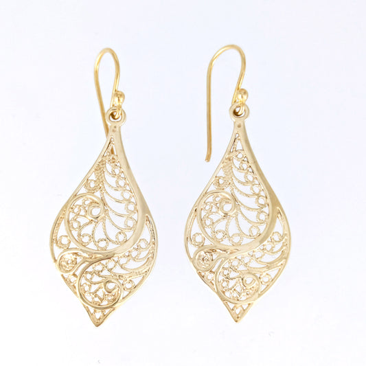 Filigree Teardrop Drop Earrings