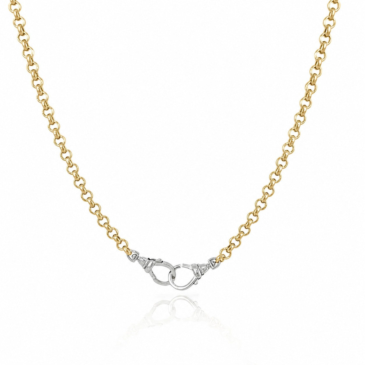 Two Tone Rolo Chain Necklace Adjustable Layering Chain