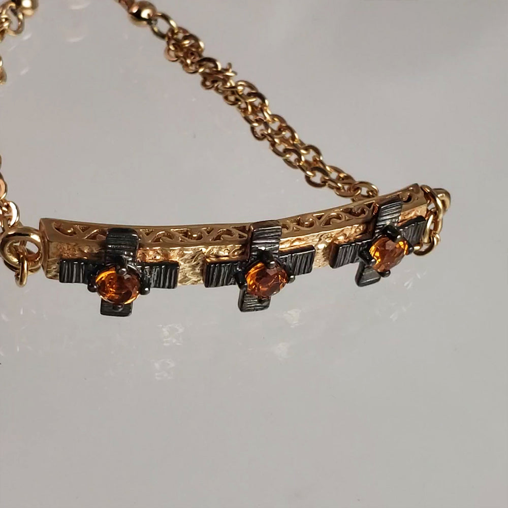 Cross Gold Gemstone Adjustable Bracelet