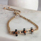 Cross Gold Gemstone Adjustable Bracelet