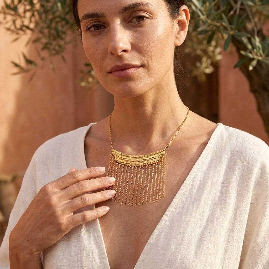 Cleopatra Collection Fringe Chain Necklace