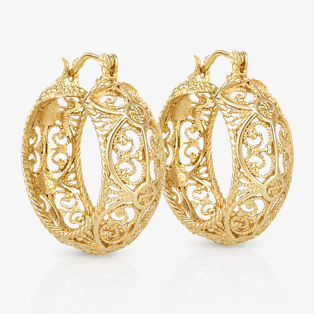 Filigree Hoop Earrings – Intricate Gold Statement Hoops
