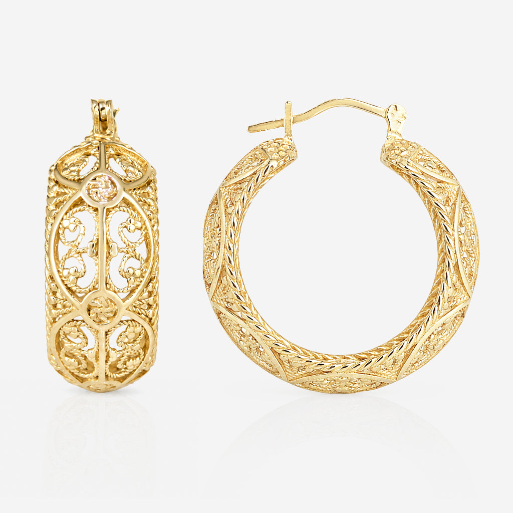 Filigree Hoop Earrings – Intricate Gold Statement Hoops