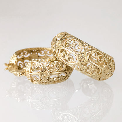 Filigree Hoop Earrings – Intricate Gold Statement Hoops