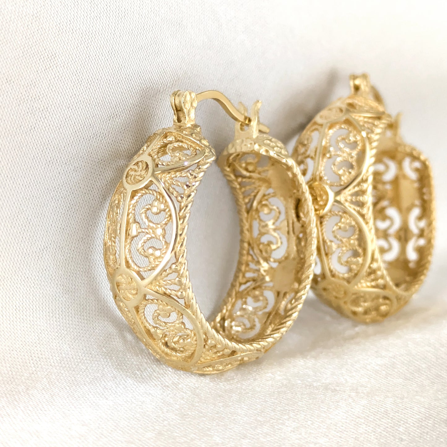 Filigree Hoop Earrings – Intricate Gold Statement Hoops