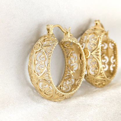 Filigree Hoop Earrings – Intricate Gold Statement Hoops