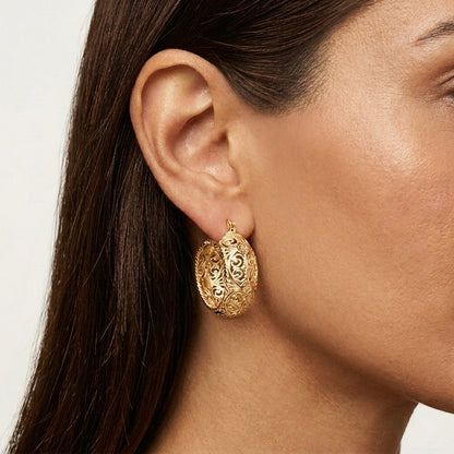 Filigree Hoop Earrings – Intricate Gold Statement Hoops