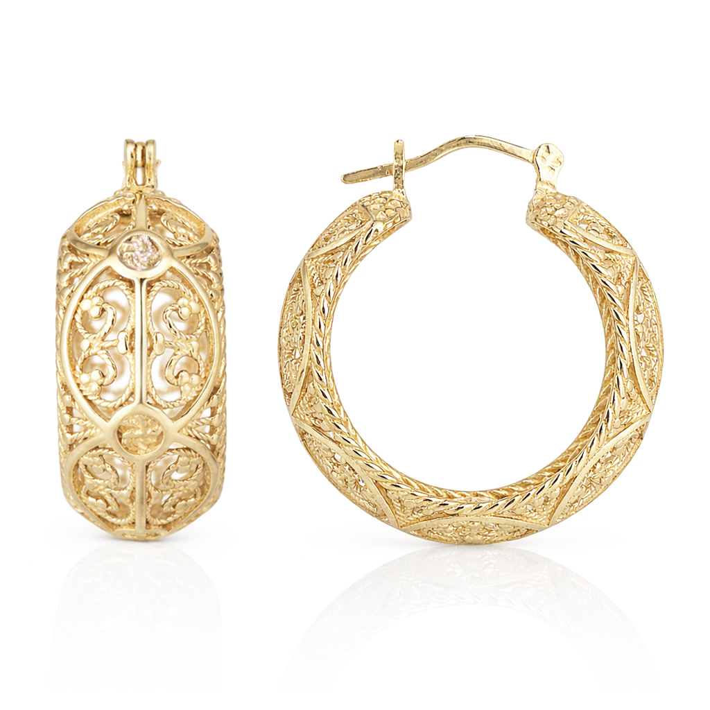 Filigree Hoop Earrings – Intricate Gold Statement Hoops