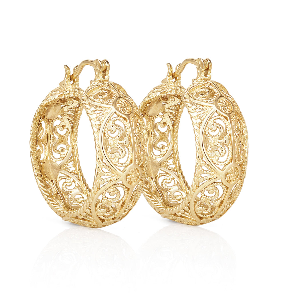 Filigree Hoop Earrings – Intricate Gold Statement Hoops