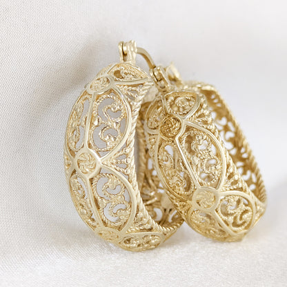 Filigree Hoop Earrings – Intricate Gold Statement Hoops