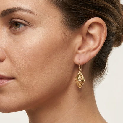 Nightingale Filigree Drop Earrings – Sculptural Openwork Design