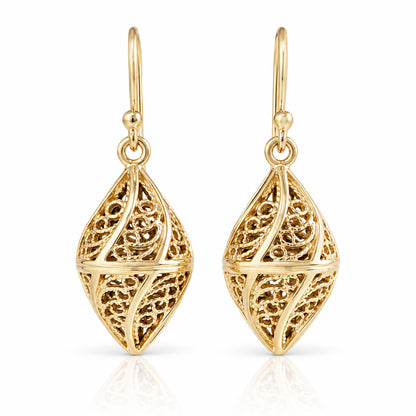 Nightingale Filigree Drop Earrings – Sculptural Openwork Design
