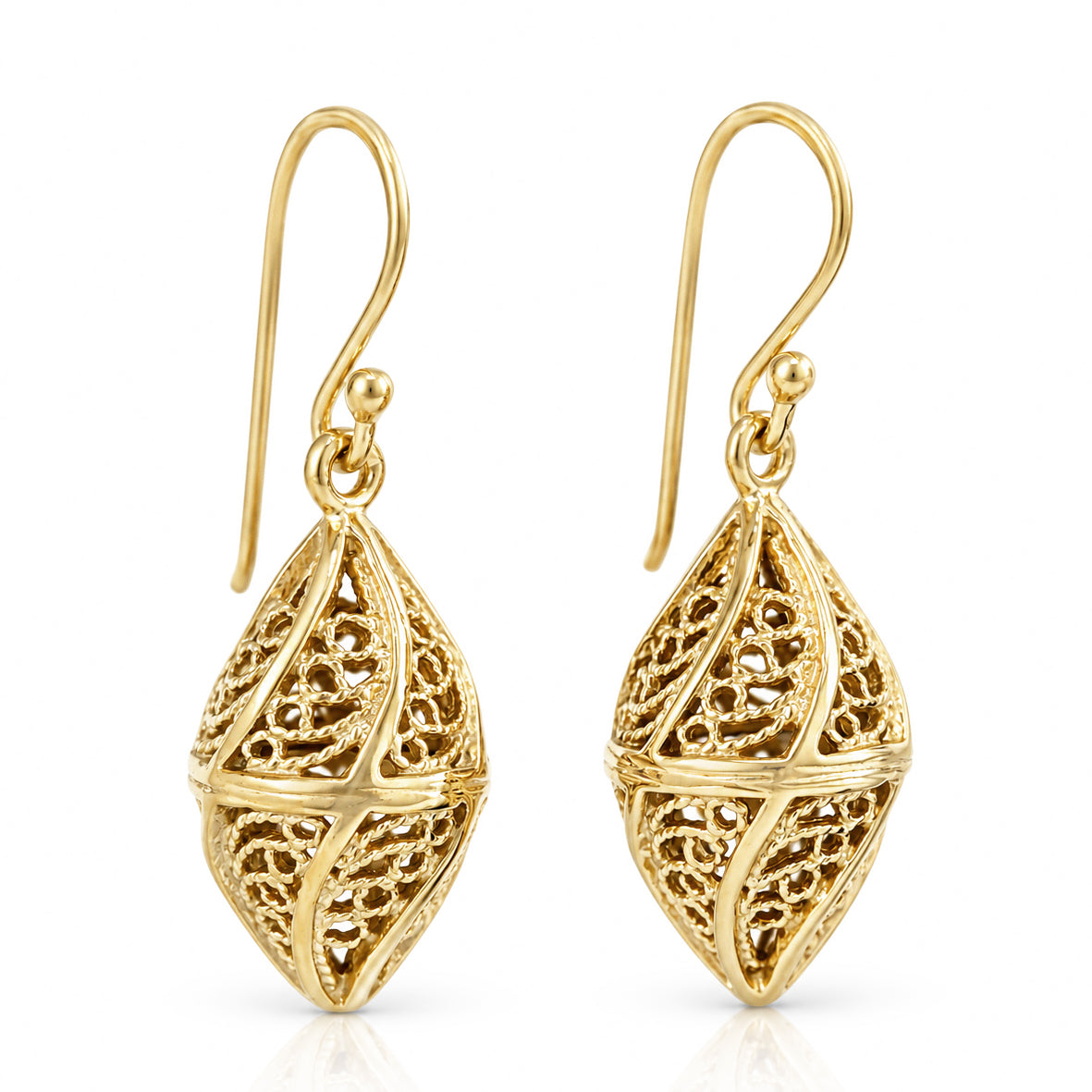 Nightingale Filigree Drop Earrings – Sculptural Openwork Design