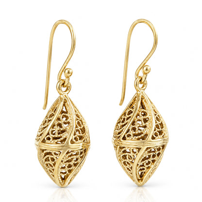 Nightingale Filigree Drop Earrings – Sculptural Openwork Design