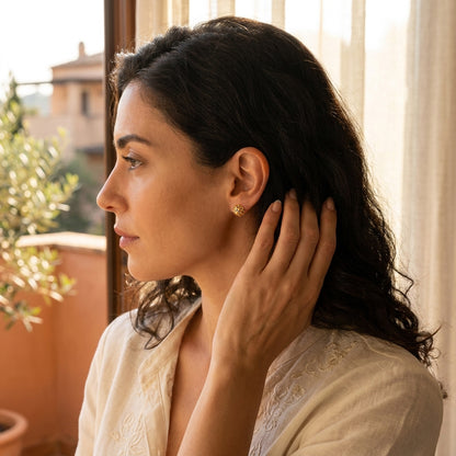 Filigree Sphere Stud Earrings with Floral Filigree Detail and Milgrain