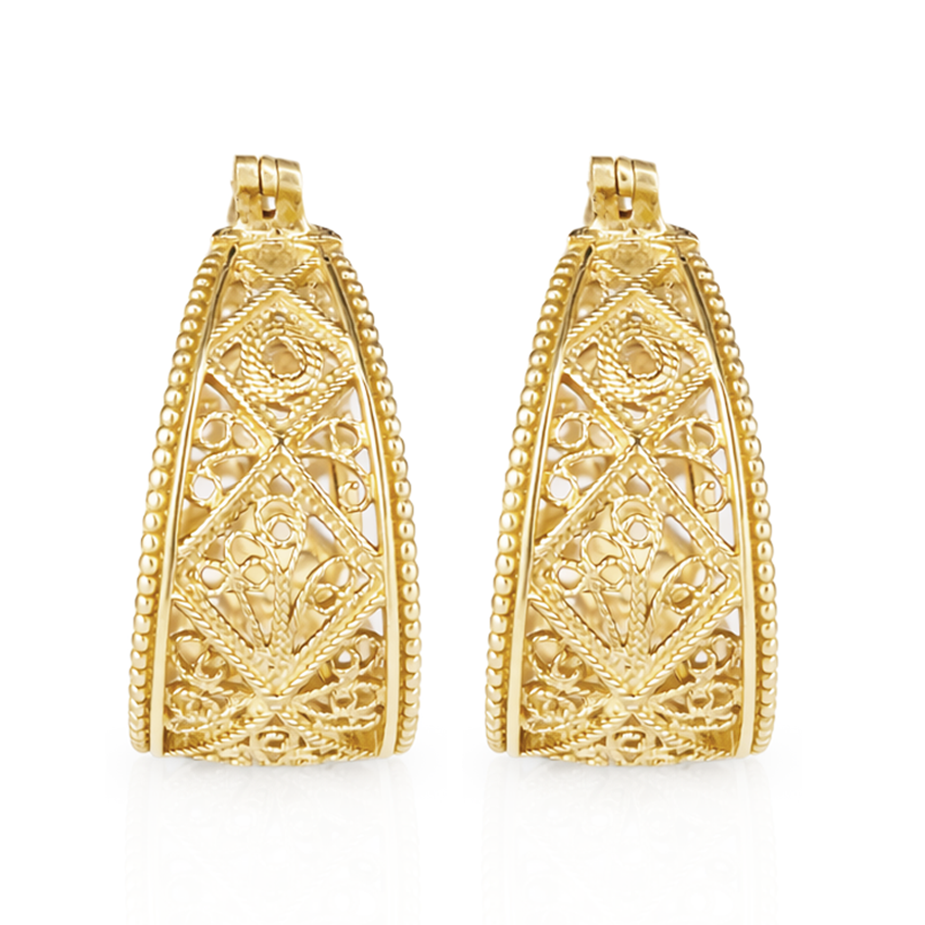 Graduated Filigree Hoop Earrings with Milgrain Detailing