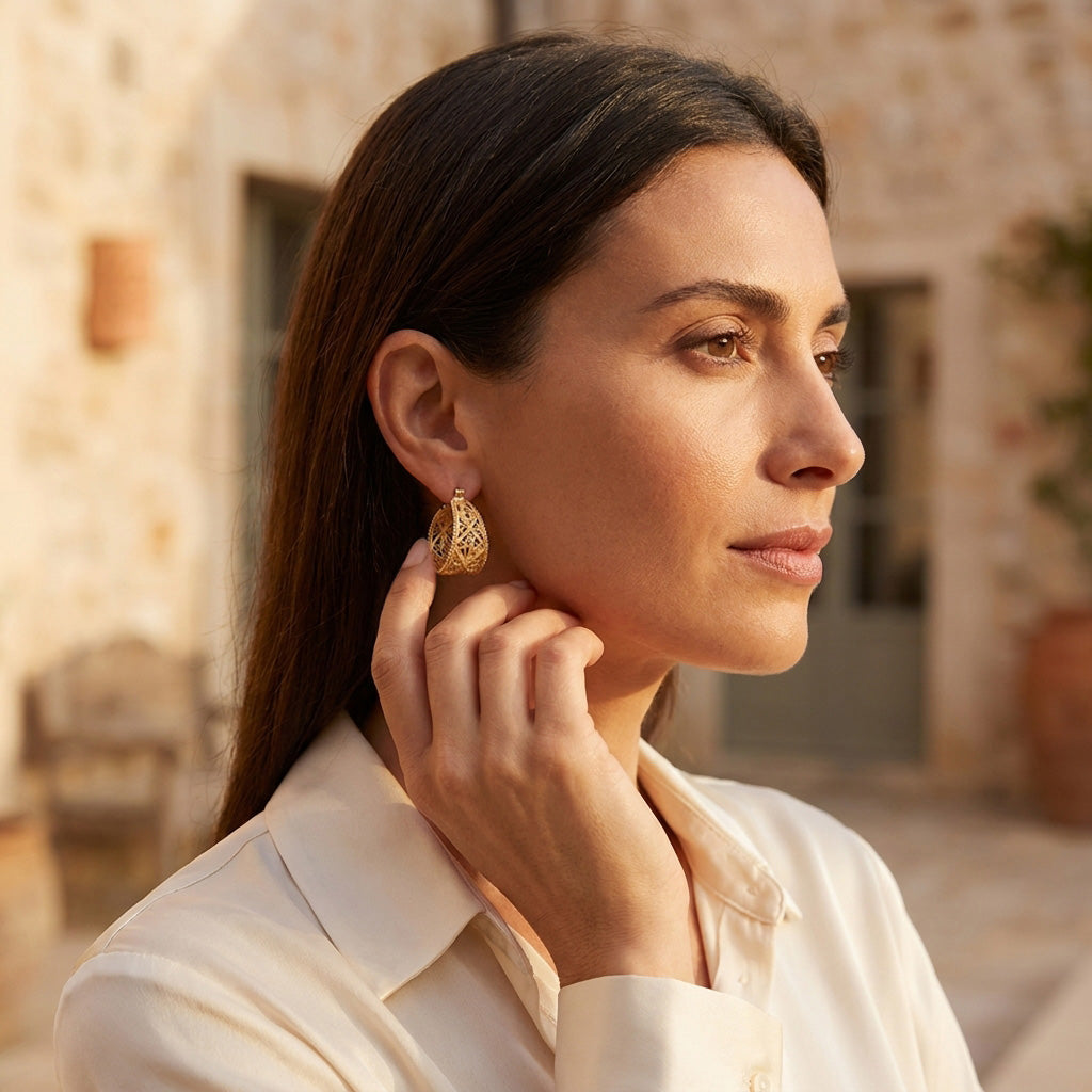 Graduated Filigree Hoop Earrings with Milgrain Detailing