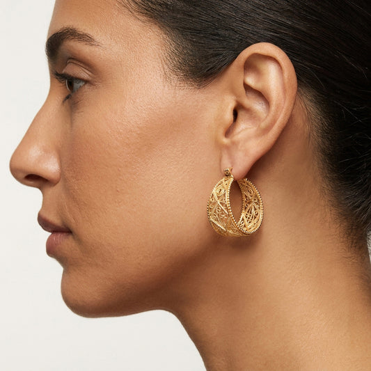 Graduated Filigree Hoop Earrings with Milgrain Detailing