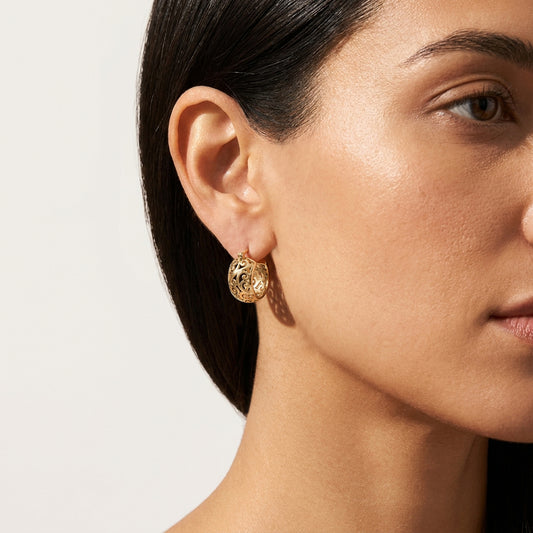 Swirl Pattern Hoop Earrings with Open Filigree Design