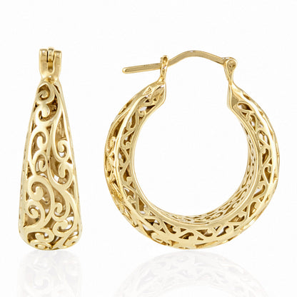 Graduated Scrollwork Hoop Earrings