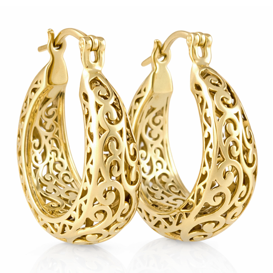 Graduated Scrollwork Hoop Earrings