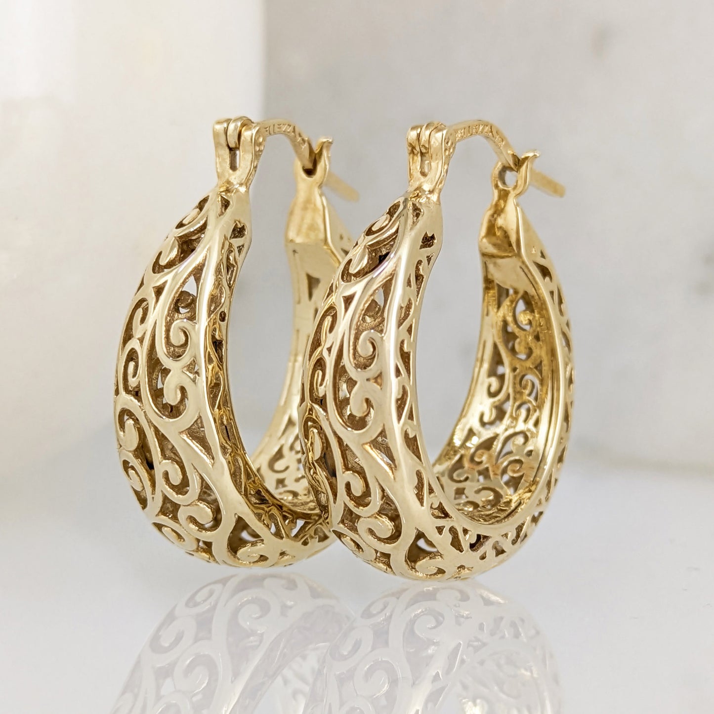 Graduated Scrollwork Hoop Earrings
