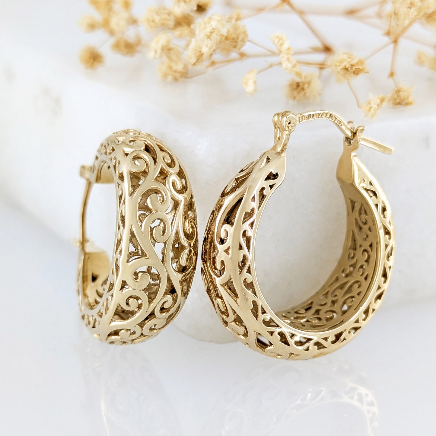 Graduated Scrollwork Hoop Earrings
