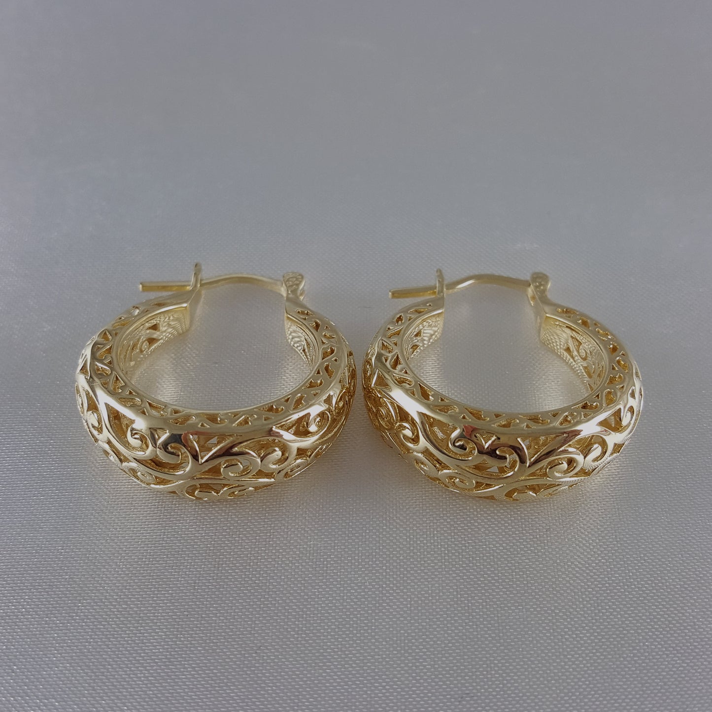 Graduated Scrollwork Hoop Earrings