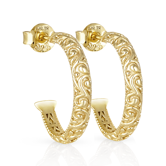 Petite Hoop Earrings with Swirl Filigree Design