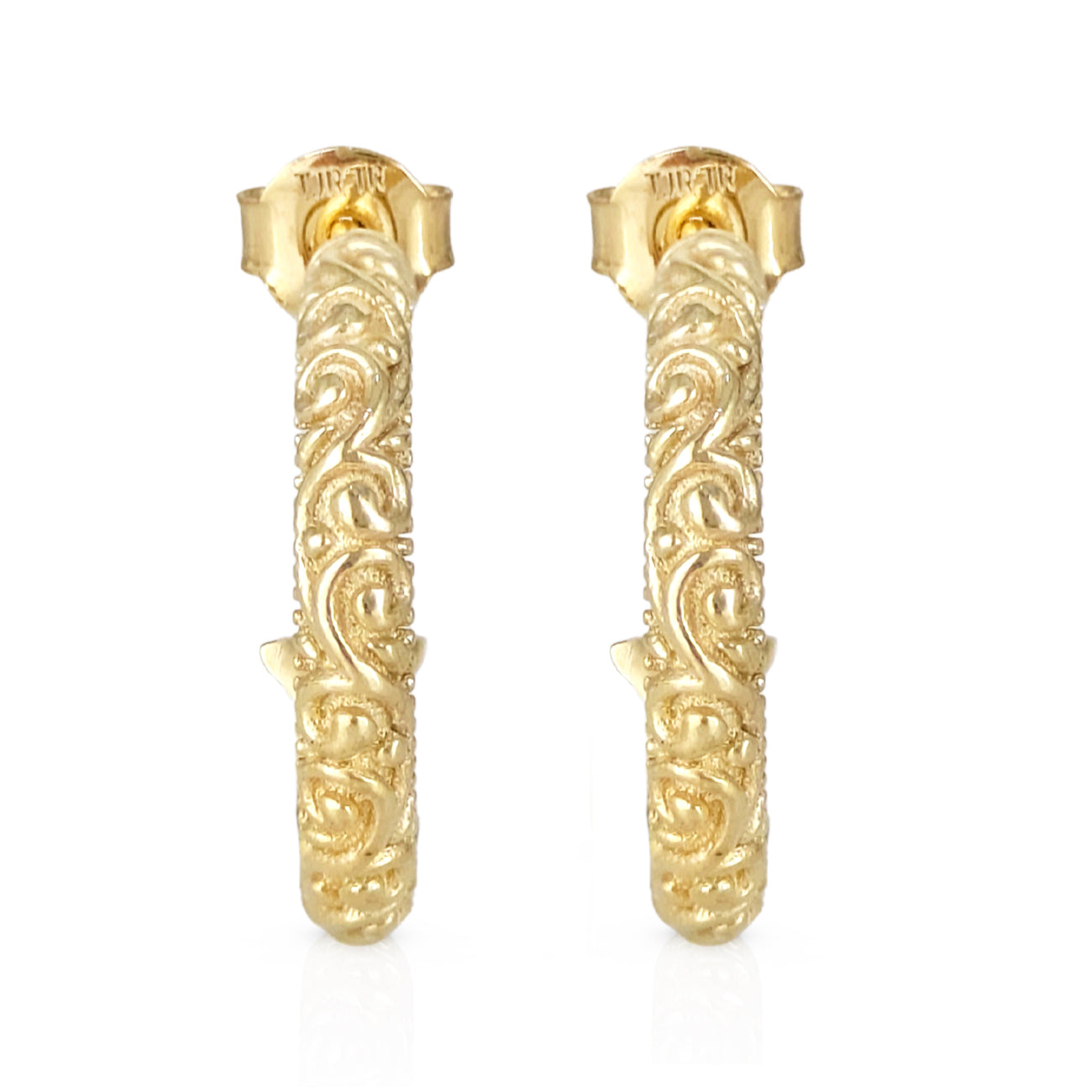 Petite Hoop Earrings with Swirl Filigree Design