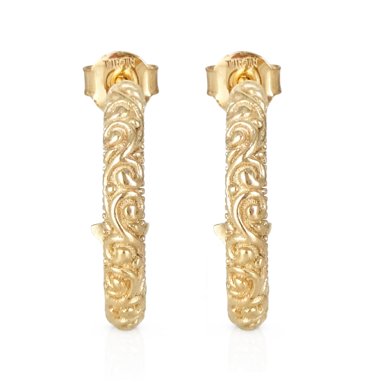 Petite Hoop Earrings with Swirl Filigree Design