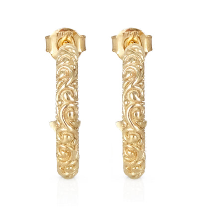 Petite Hoop Earrings with Swirl Filigree Design