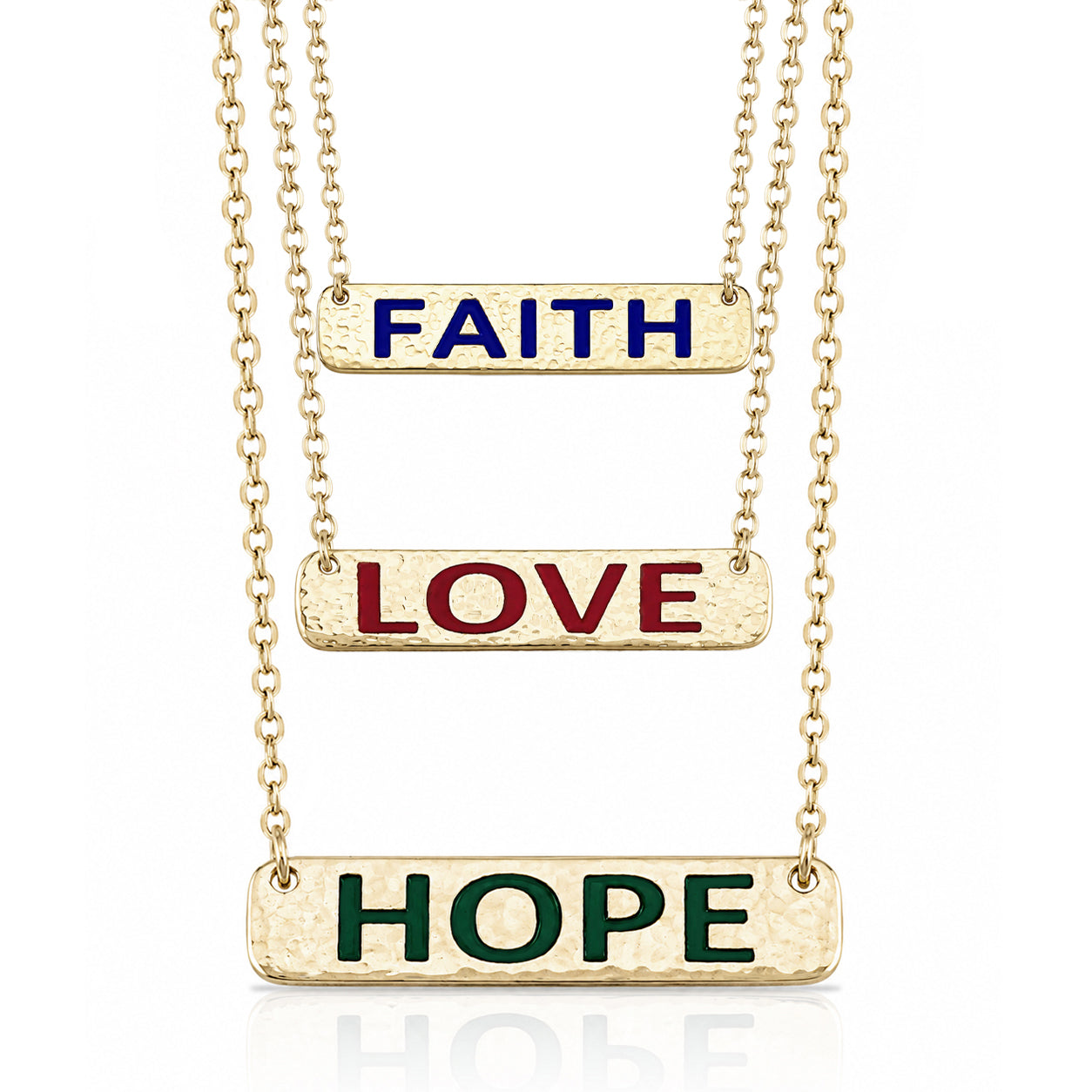 Faith Love Hope Enamel Bar Necklace