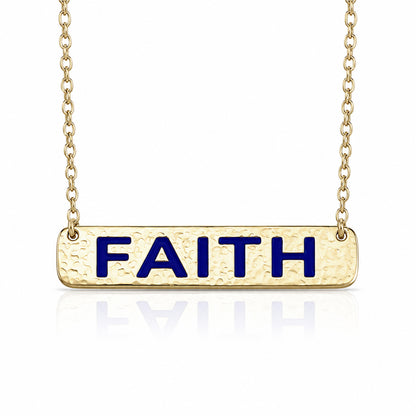 Faith Love Hope Enamel Bar Necklace